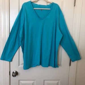 Dreams Co Woman’s 3X Teal Blouse Long Sleeve